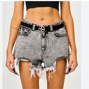 SMFK compass cross , Black Denim Women Shorts size small